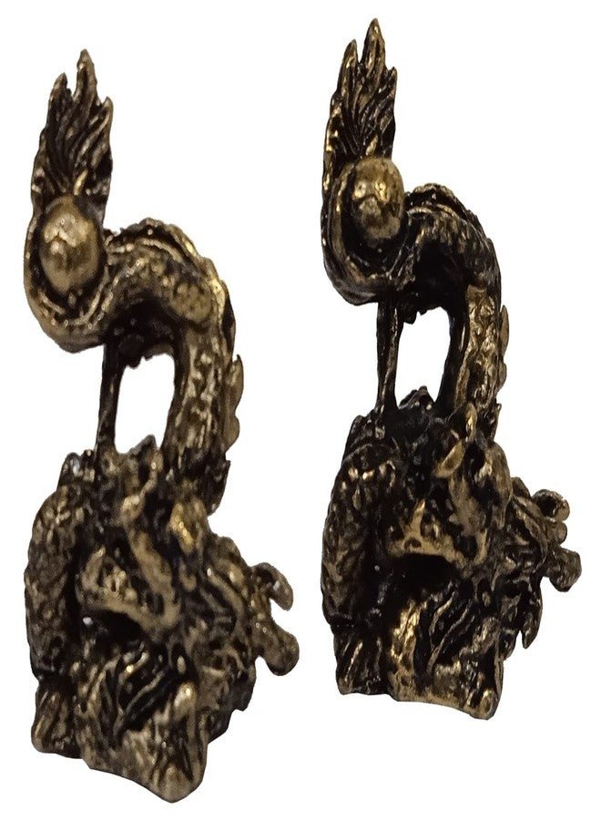 Purpledip Metal Miniature Statue Dragon Pair: Collectible Set of 2 Figurines (11235B) - Image 2